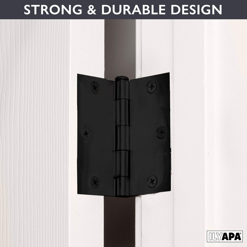 Ilyapa 18 Pack Black Door Hinges for Doors, 3.5 x 3.5 Inch Matte Black Interior Door Hinges, 3 1/2 Inch with Square Corners - Image 4